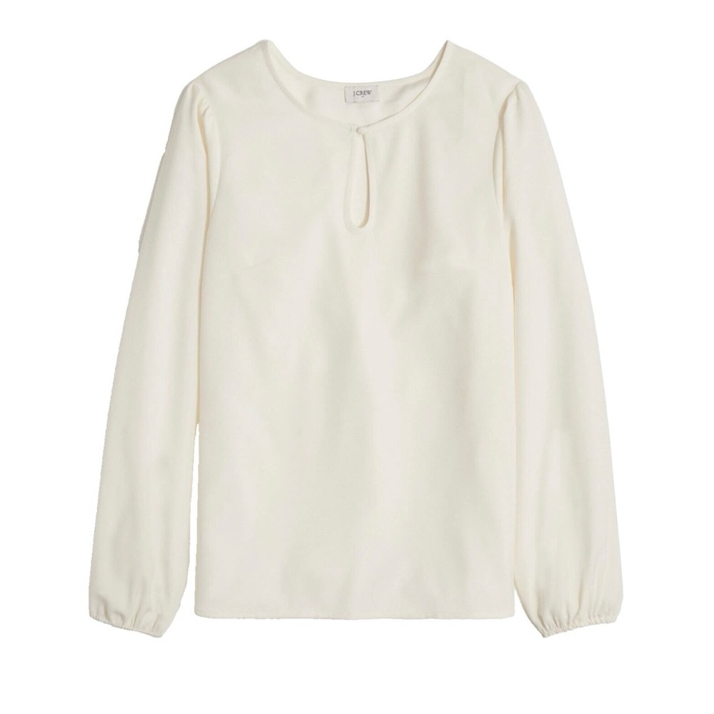 J. Crew Factory Women’s Ivory White Polyester Keyhole Blouse Size PL 🆕